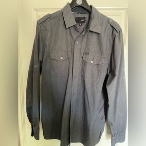 Hurley gray long sleeve button up shirt